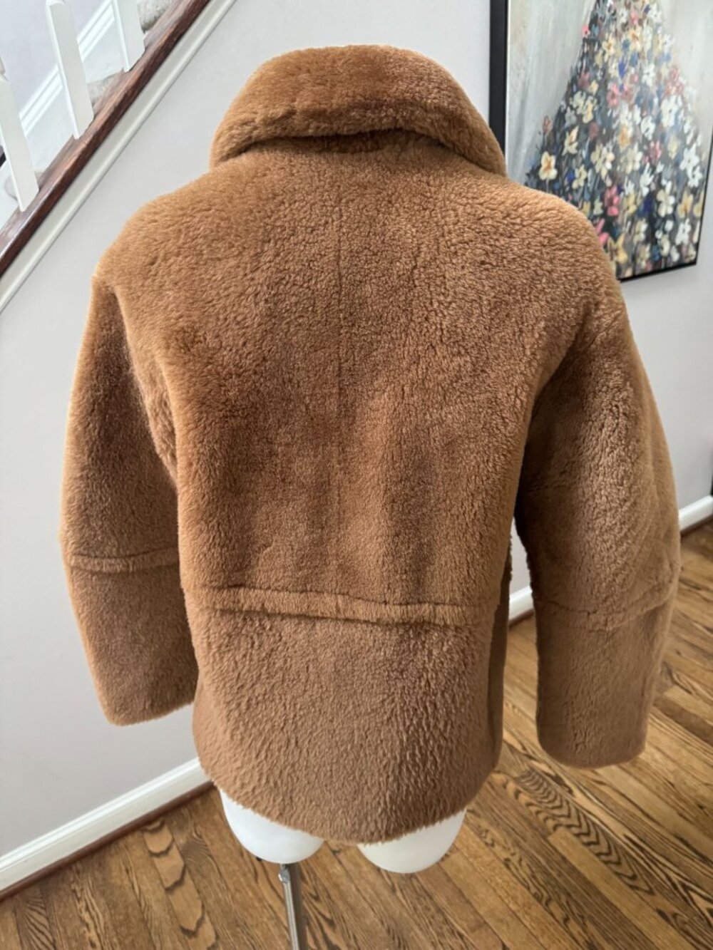 VINCE Reversible Shearling Jacket Coat Camel Leather Size XXS - Picture 5 of 5
